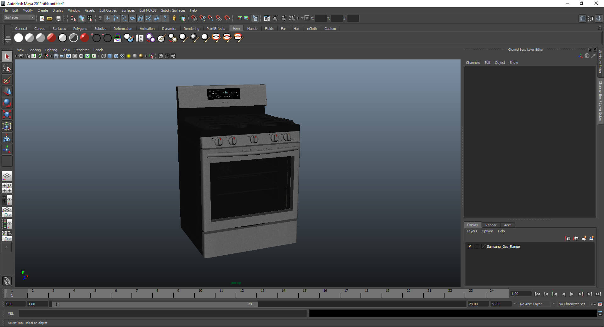 Samsung 5.8 Cu. Ft. Gas Range With Convection 3D Model by frezzy