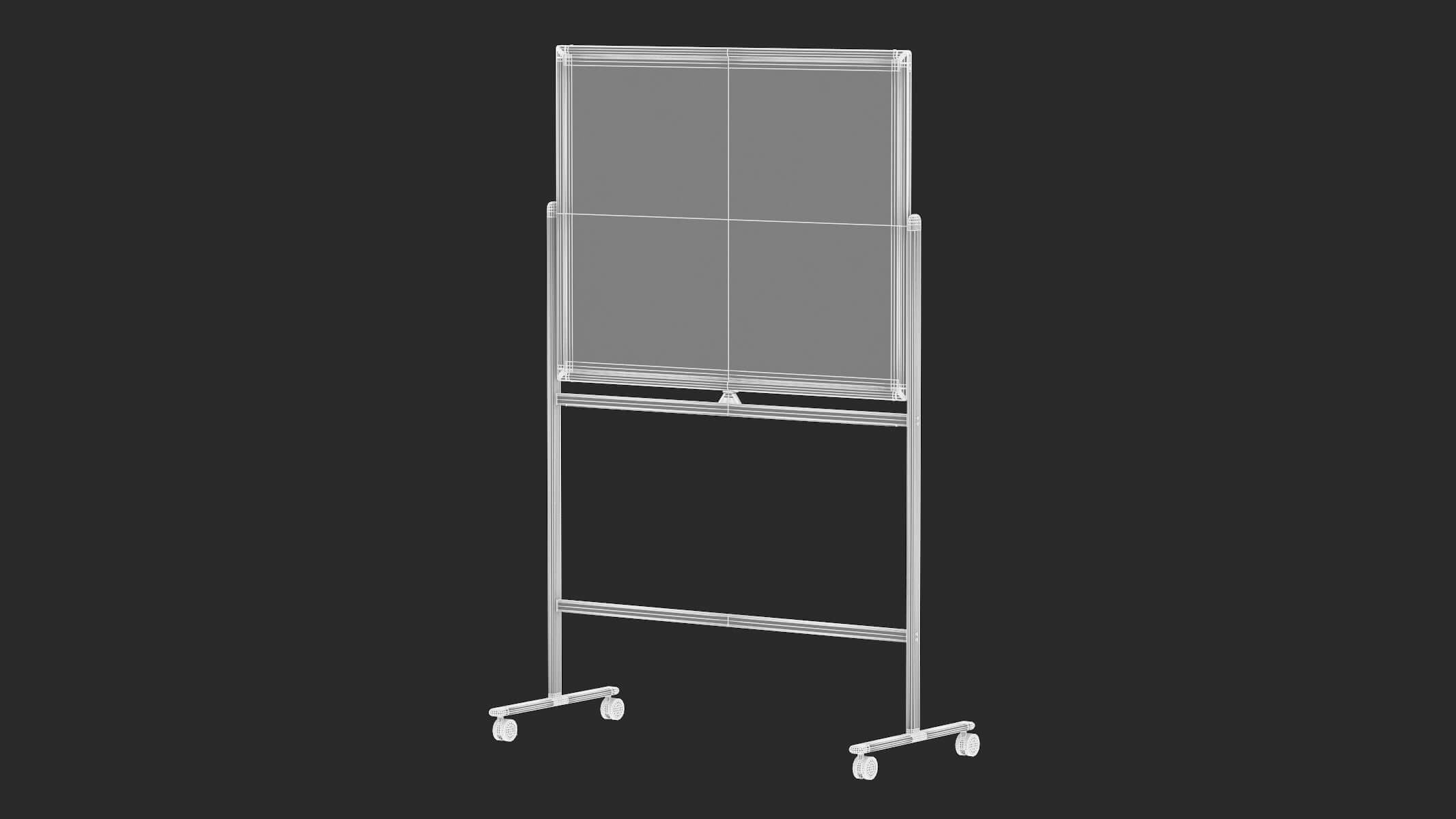 Whiteboard With Rolling Stand 3D Model by frezzy