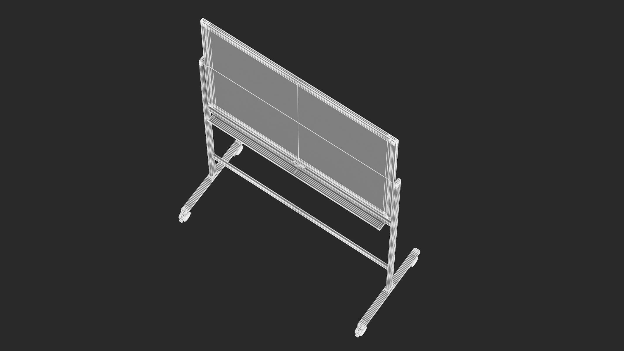 Whiteboard With Rolling Stand 3D Model by frezzy