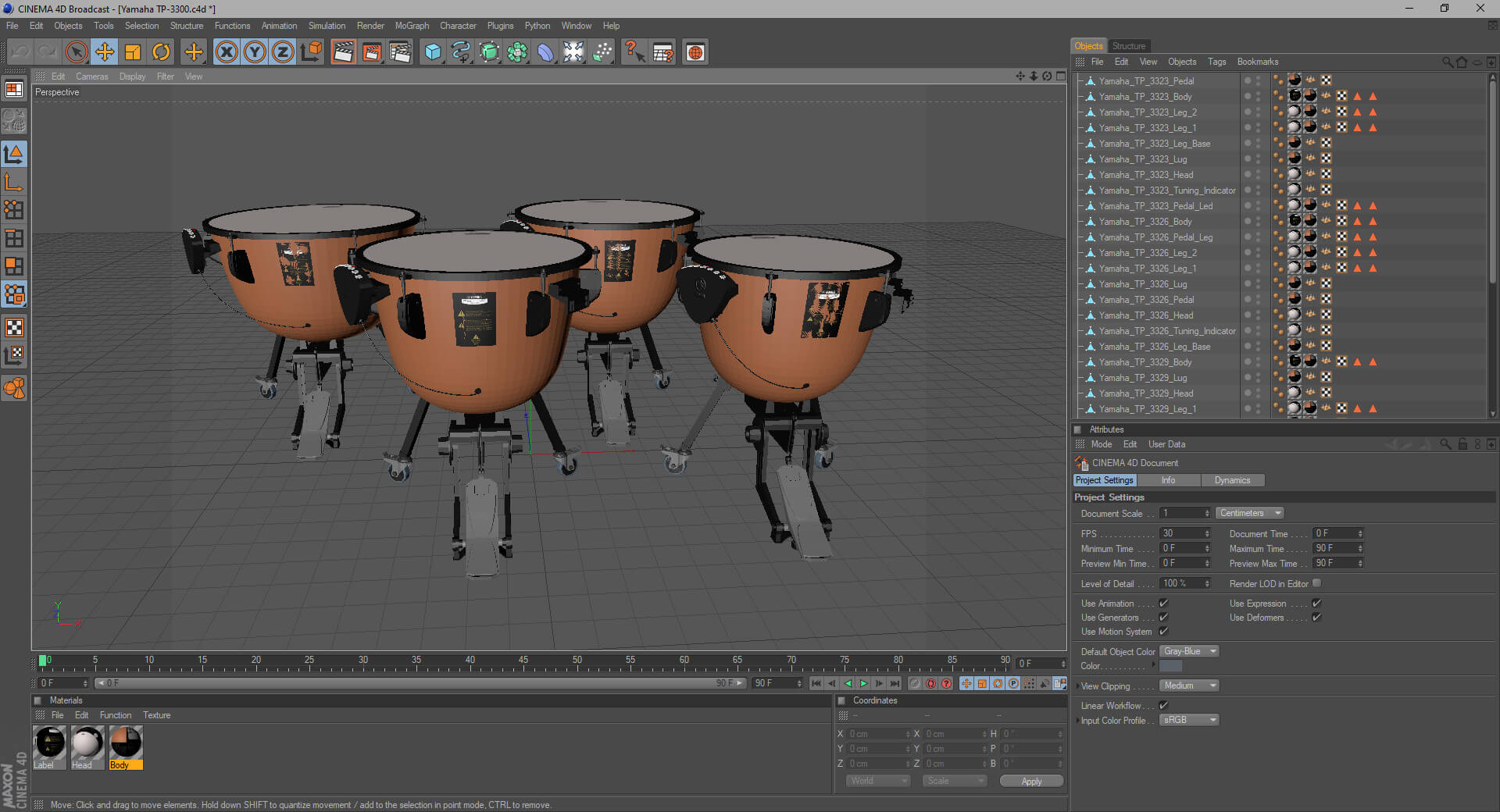 Yamaha Percussion Timpani TP3300 Series 3D Model by frezzy