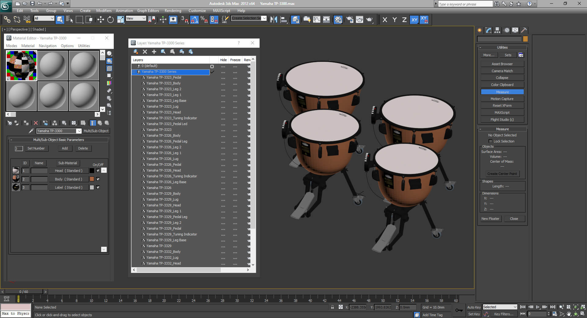 Yamaha Percussion Timpani TP3300 Series 3D Model by frezzy