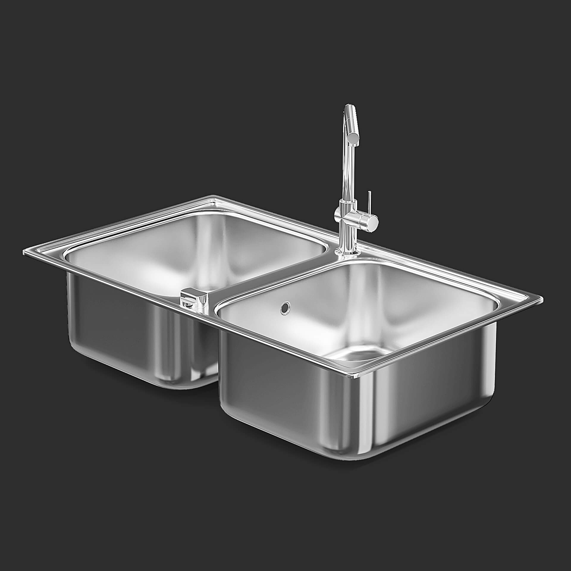 Double Kitchen Sink - 3D Model by fusemesh