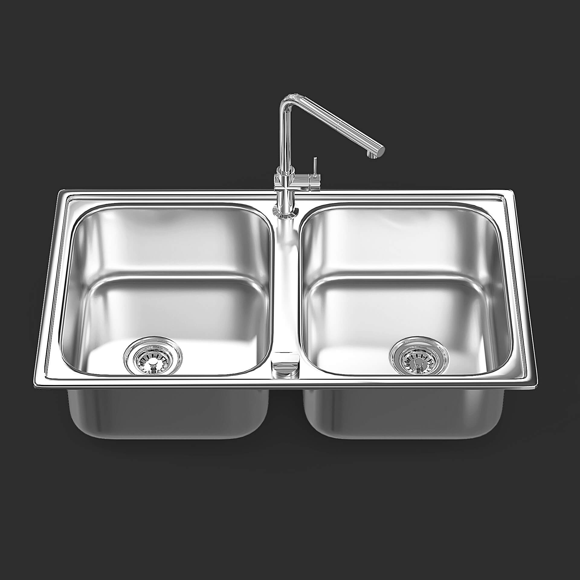Double Kitchen Sink - 3D Model by fusemesh