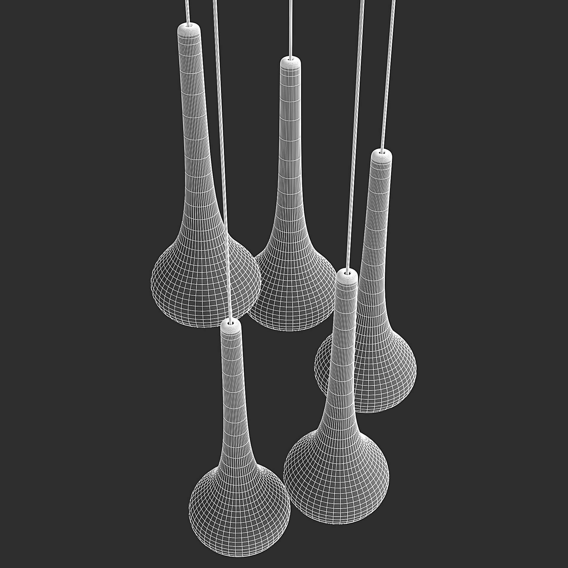 Golden Glass Ceiling Lamp 3D Model by fusemesh