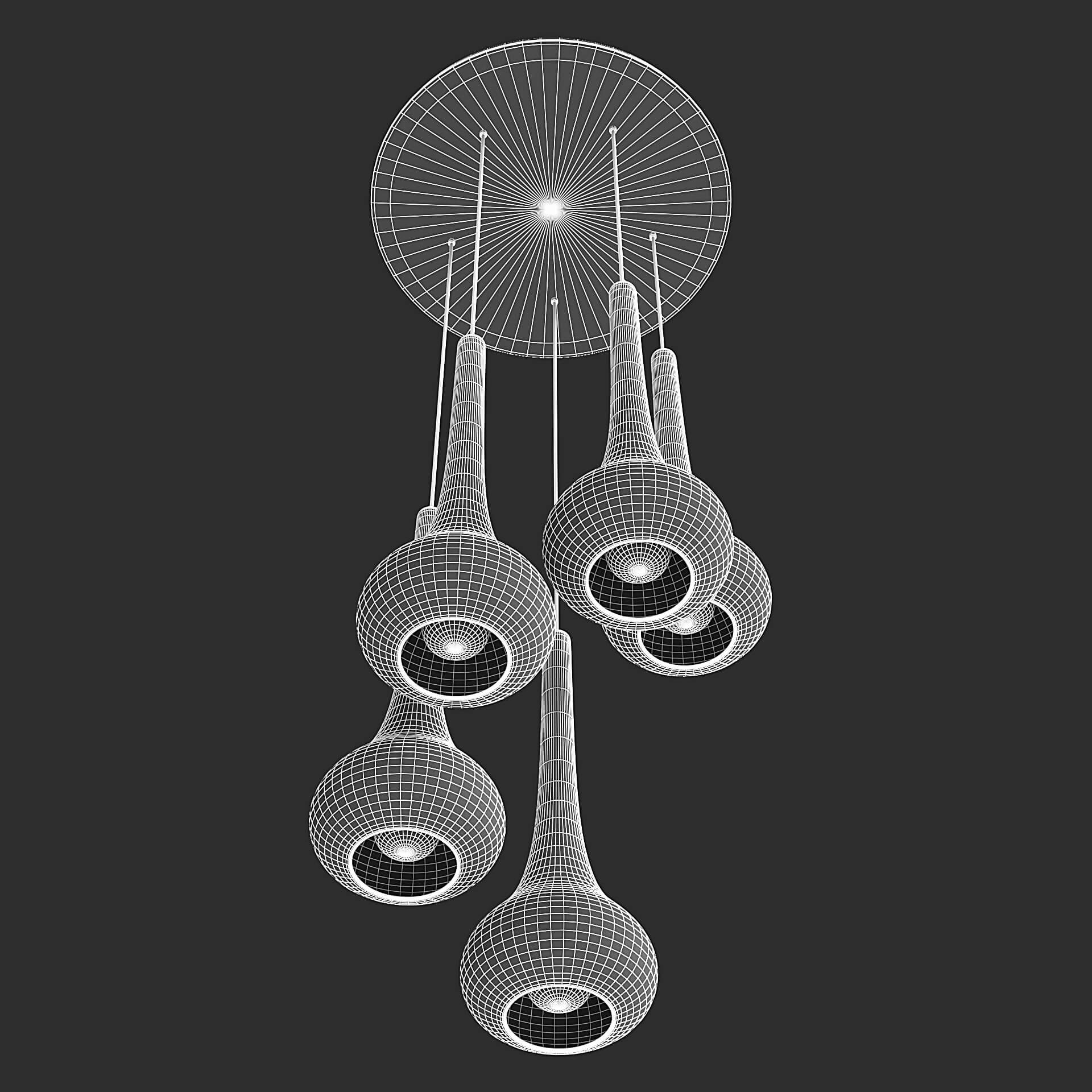 Golden Glass Ceiling Lamp 3D Model by fusemesh