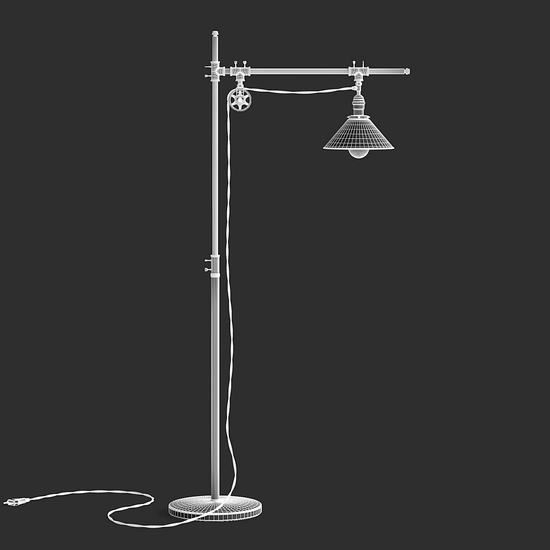 Industrial Style Floor Lamp 3D Model by fusemesh