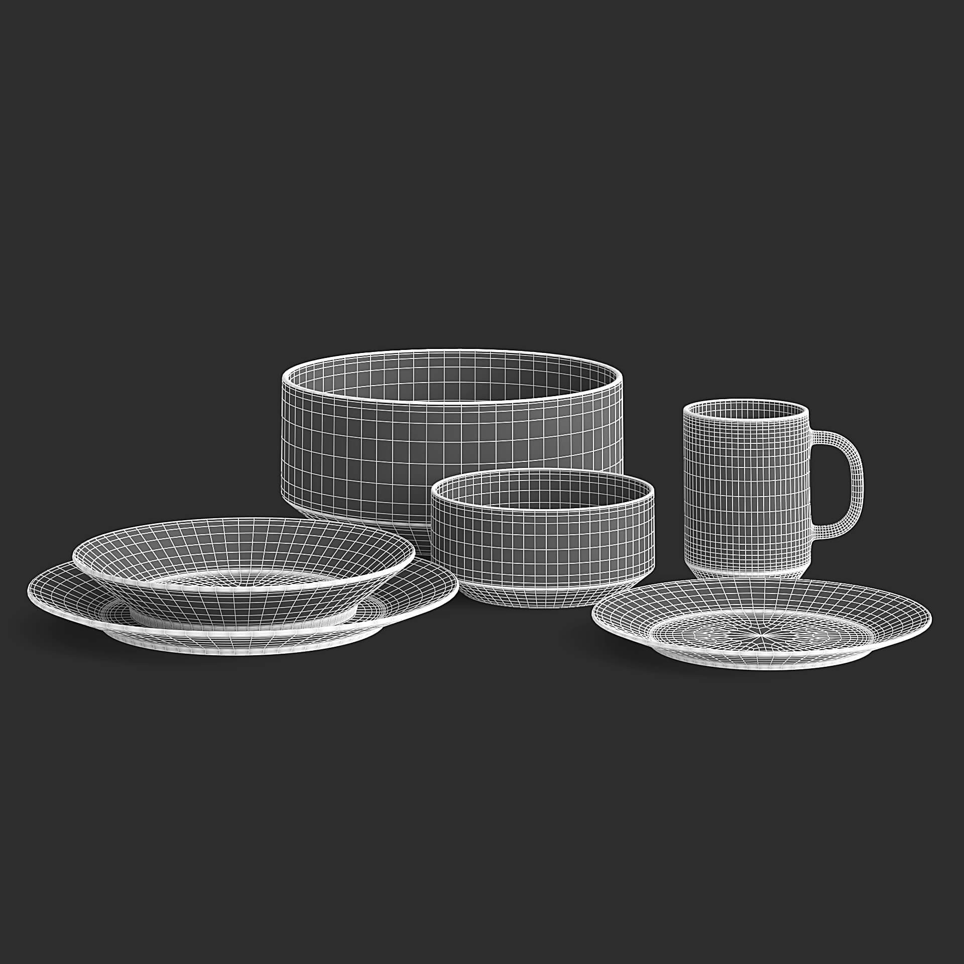 Tableware Set VI 3D Model by fusemesh