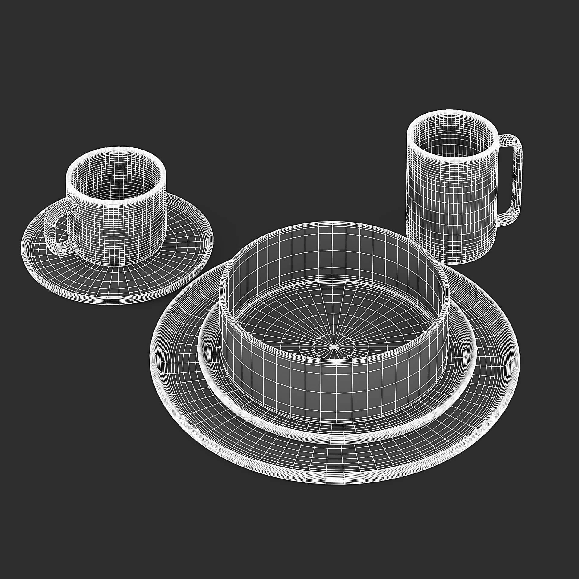 Tableware Set 3D Model by fusemesh