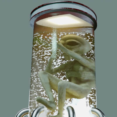 Alien Incubator with Bubbles Rising