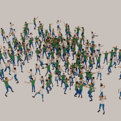 Animated Crowd Dancing Low Poly