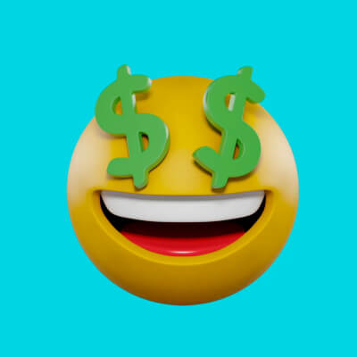 Animated Money Eyes Emoji Face with Dollar Eyes