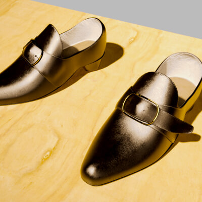 Baroque or Victorian Shoes - Leather and Wood
