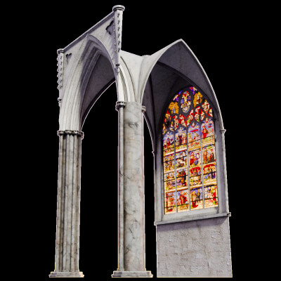 Gothic Nave Stained Glass Bottom 02 Only