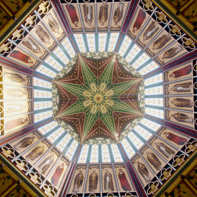 Medieval Church Octogon Top Stained Glass
