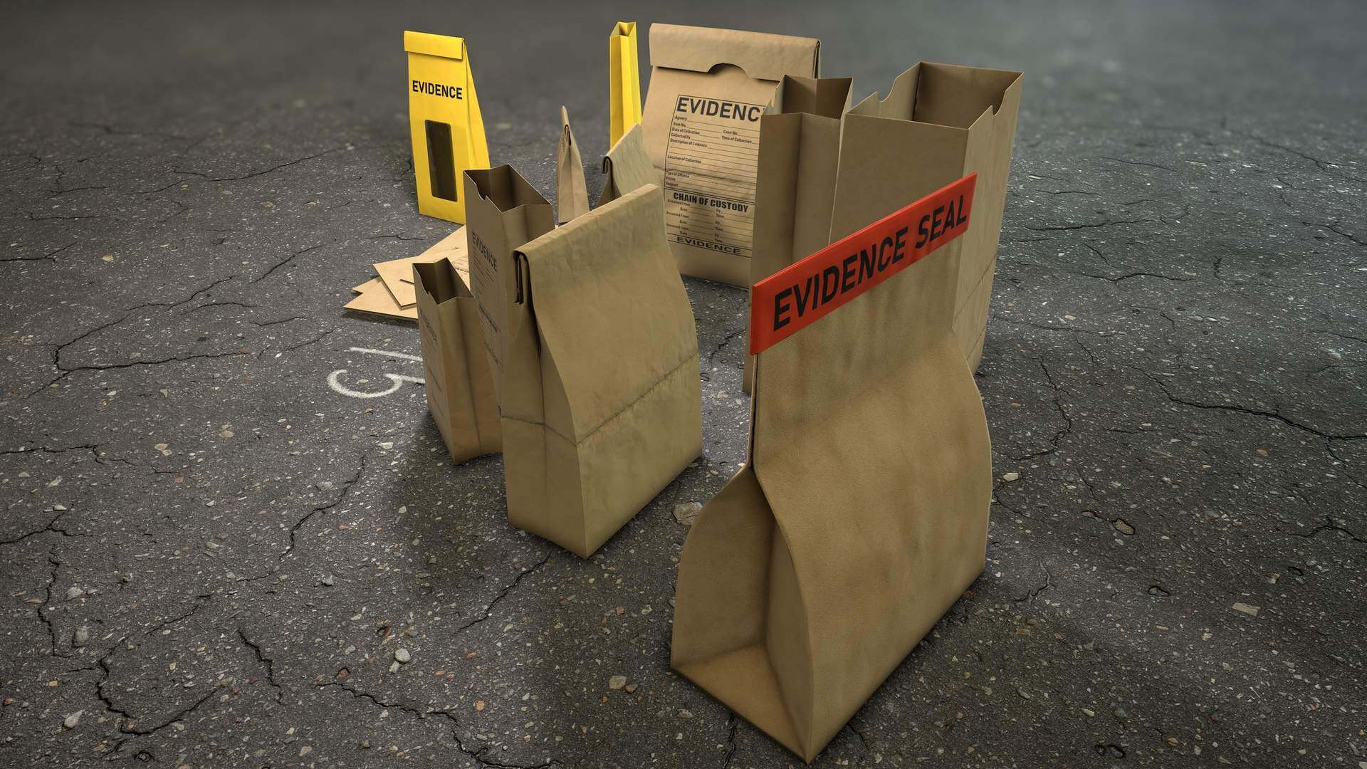 Crime Scenes Evidence Packages and Boxes 3D Model by GameReady Studios
