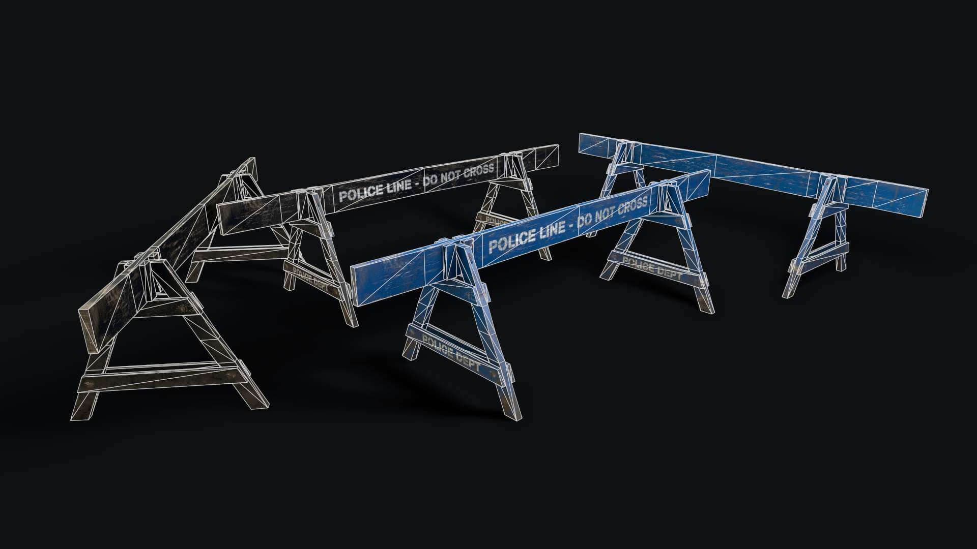 Crime Scenes Wooden Police Barrier 3D Model by GameReady Studios