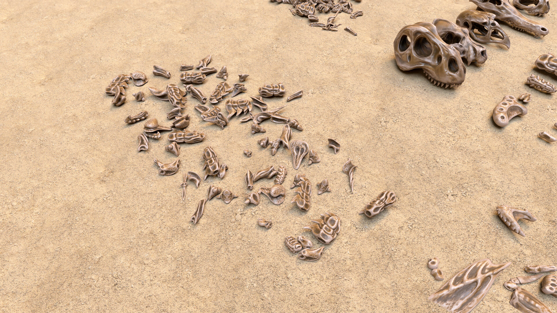 Fossil Bones and Skulls Collection 3D Model by GameReady Studios