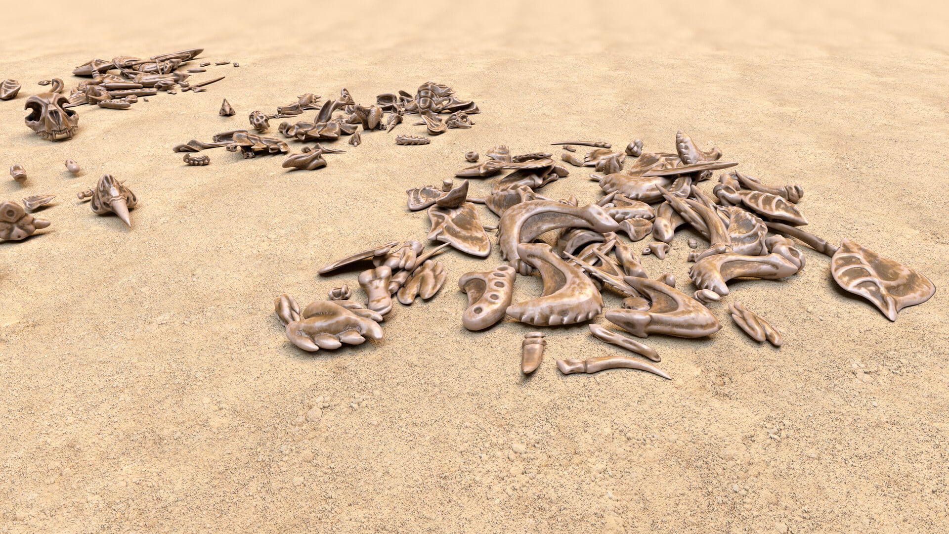 Fossil Bones and Skulls Collection 3D Model by GameReady Studios