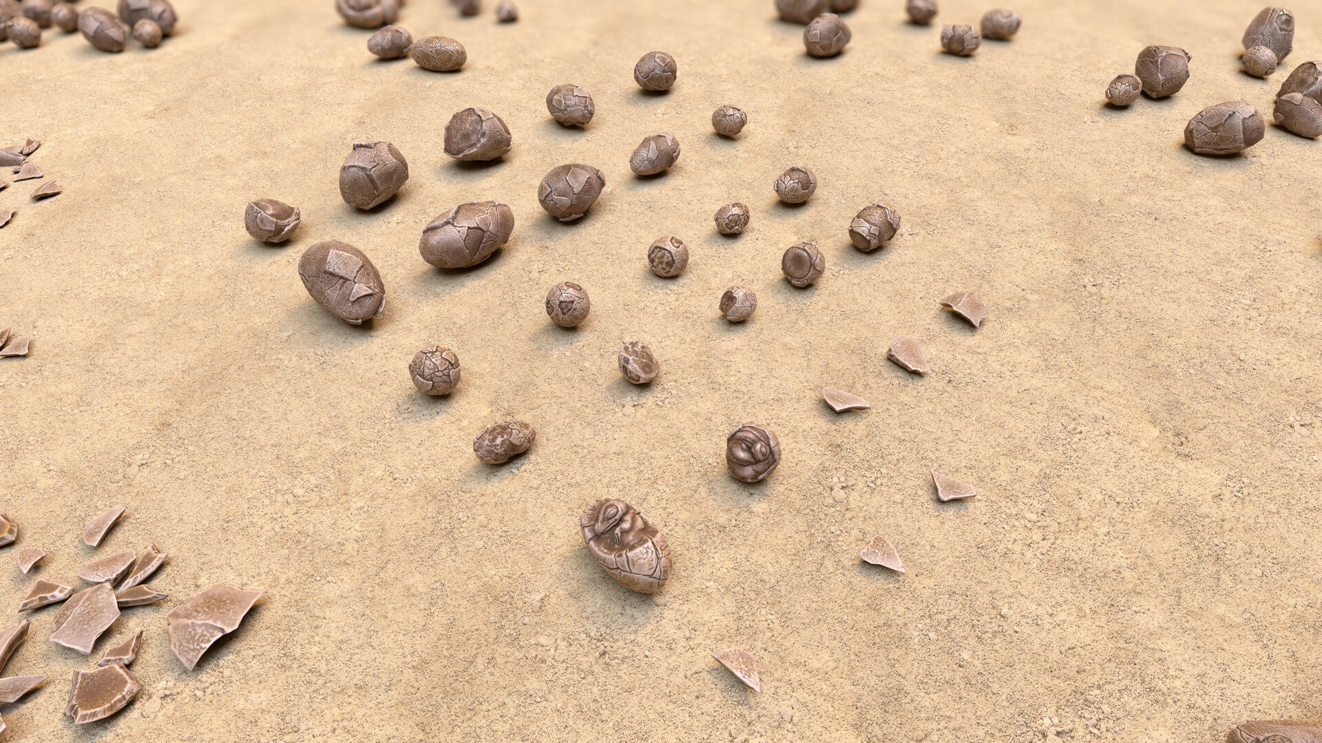 Fossil Eggs Collection 3D Model by GameReady Studios