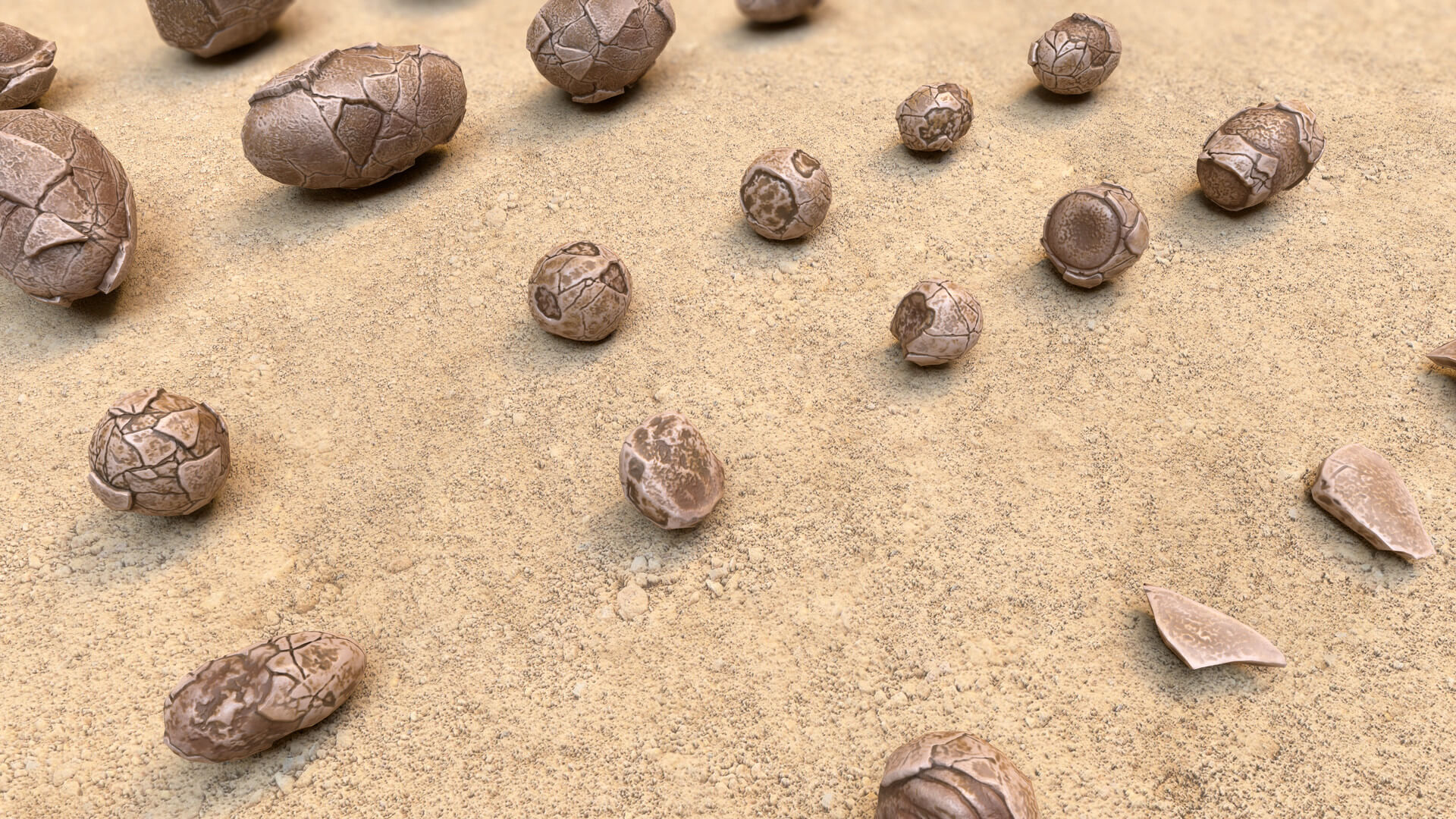Fossil Eggs Collection 3D Model by GameReady Studios