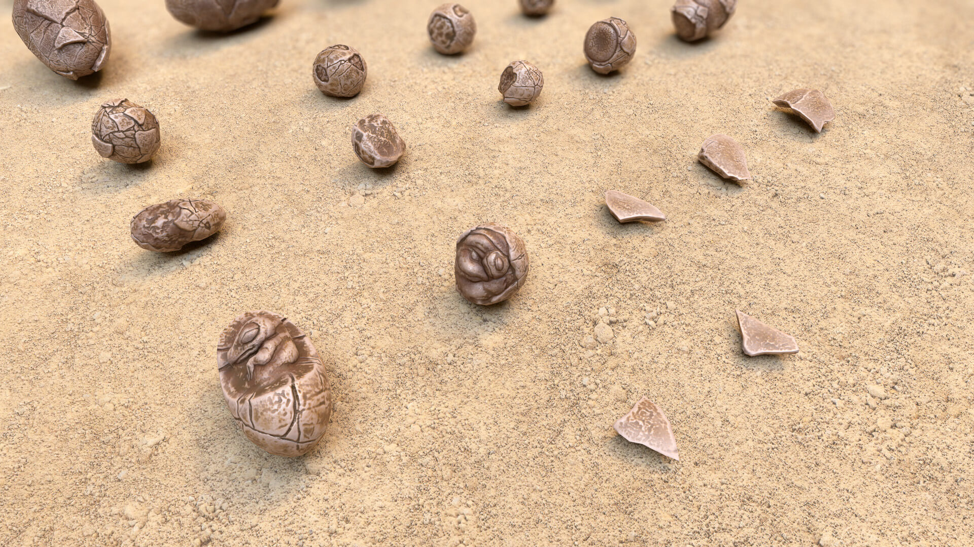 Fossil Eggs Collection 3D Model by GameReady Studios