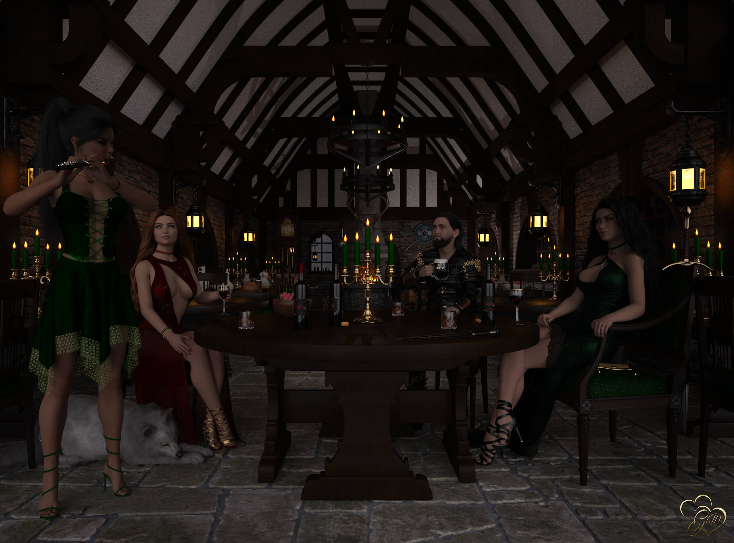 The White Pony Inn 3D Render, Digital Art by Gein