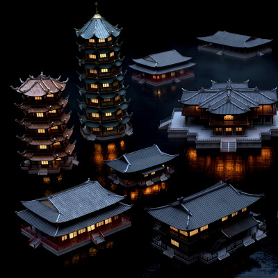 Asian Architecture Pack - 14 Unique Pieces