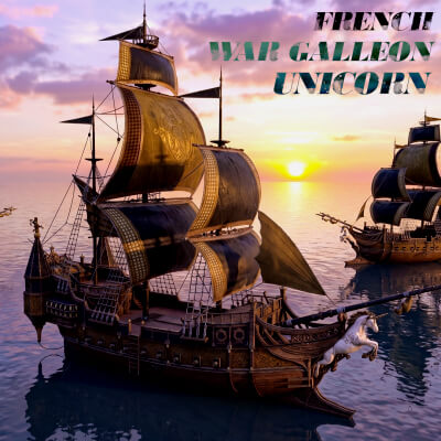 French War Galleon Unicorn - Premium Warship by gemreer