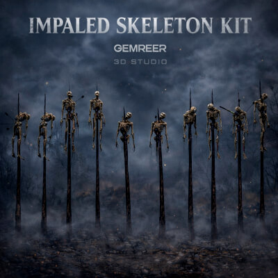 Impaled Skeleton Kit - AAA Game-Ready