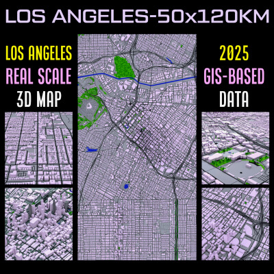 Los Angeles 3D Map - Real Scale 2025 GIS Data