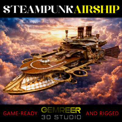 Steampunk Airship Rigged and Game Ready