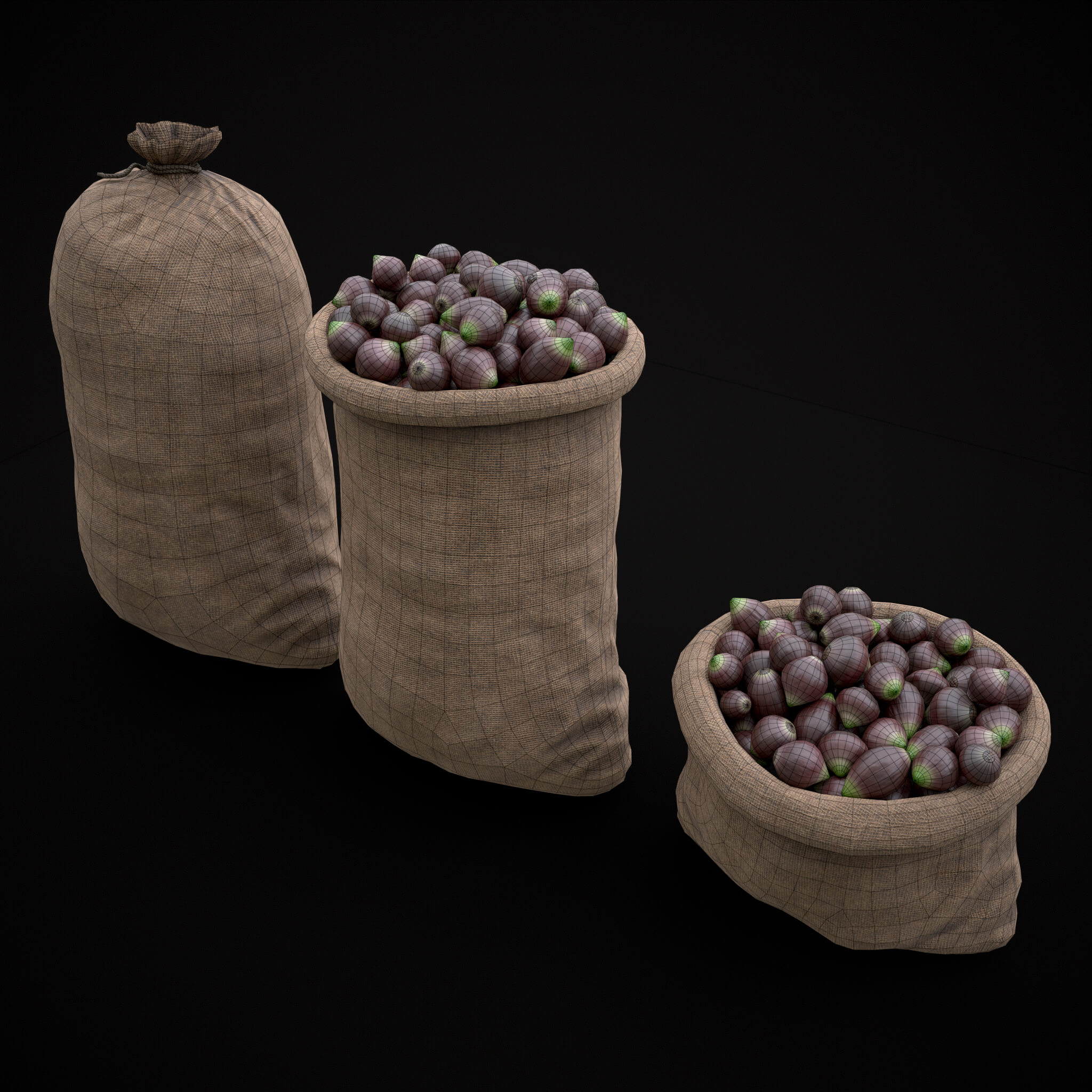 Burlap Sacks of Onions 3D Model by Get Dead Entertainment