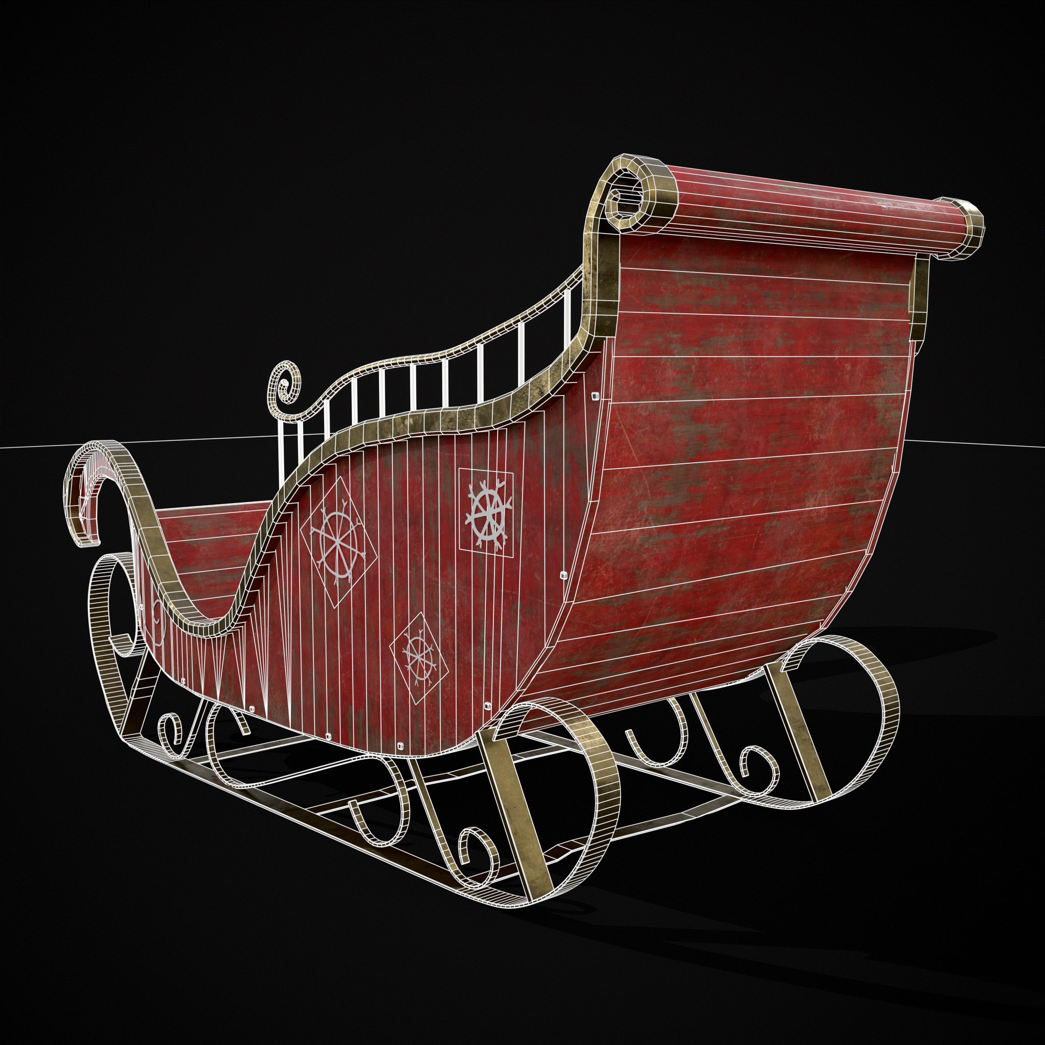 Childrens Red Winter Sleigh - 3D Model by Get Dead Entertainment