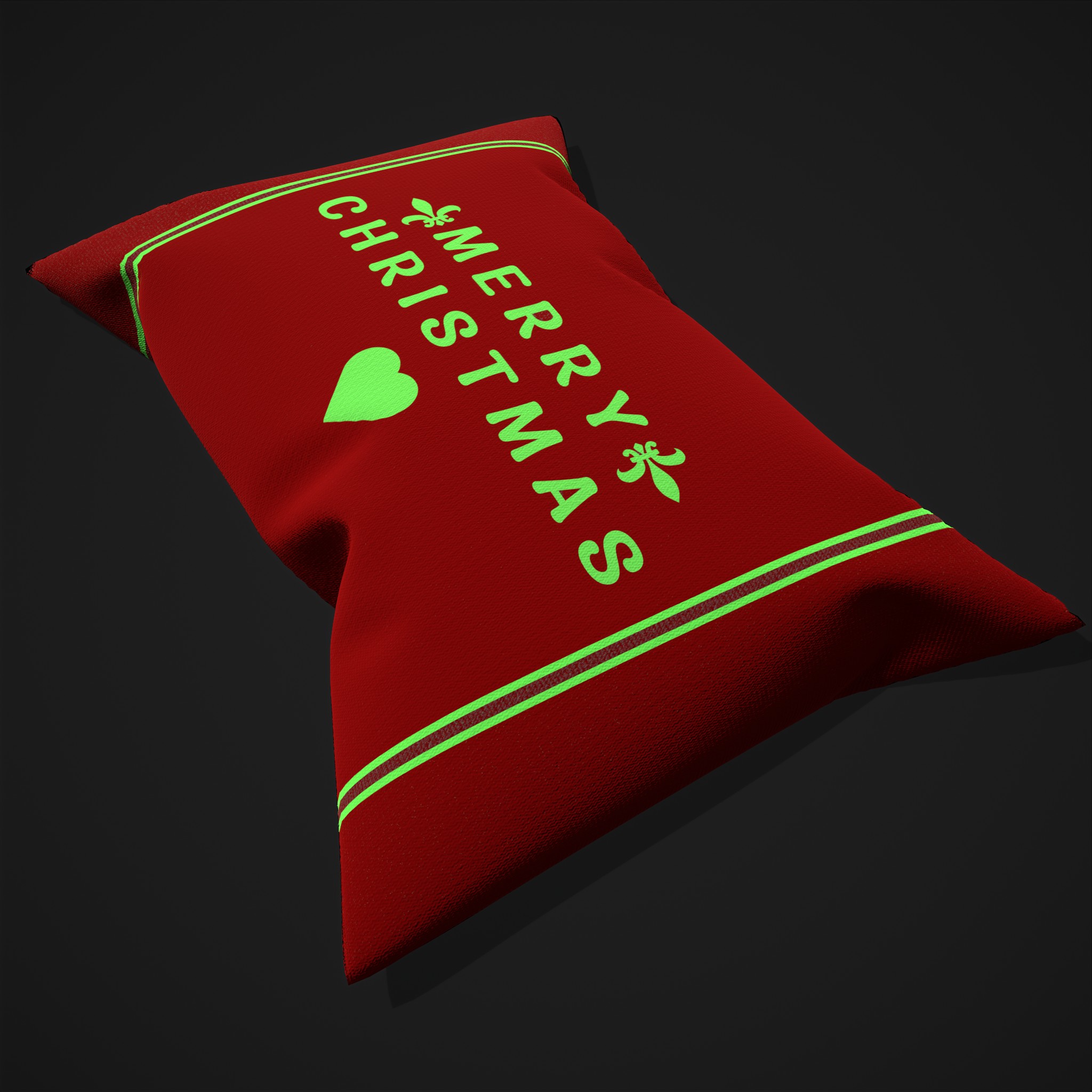 Christmas Pillow Long Red and Green 3D Model by Get Dead Entertainment