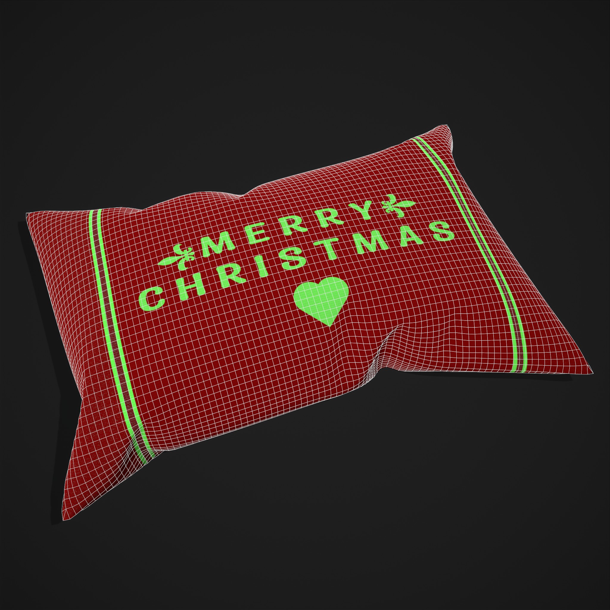 Christmas Pillow Long Red and Green 3D Model by Get Dead Entertainment