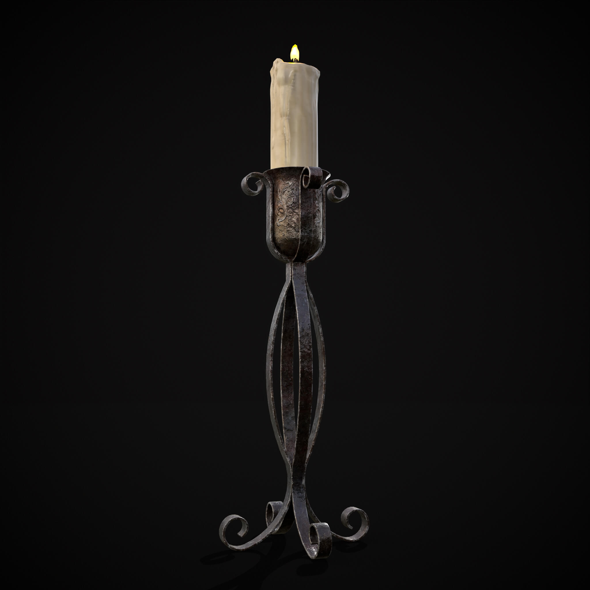 Free Standing Iron Candle 3D Model by Get Dead Entertainment