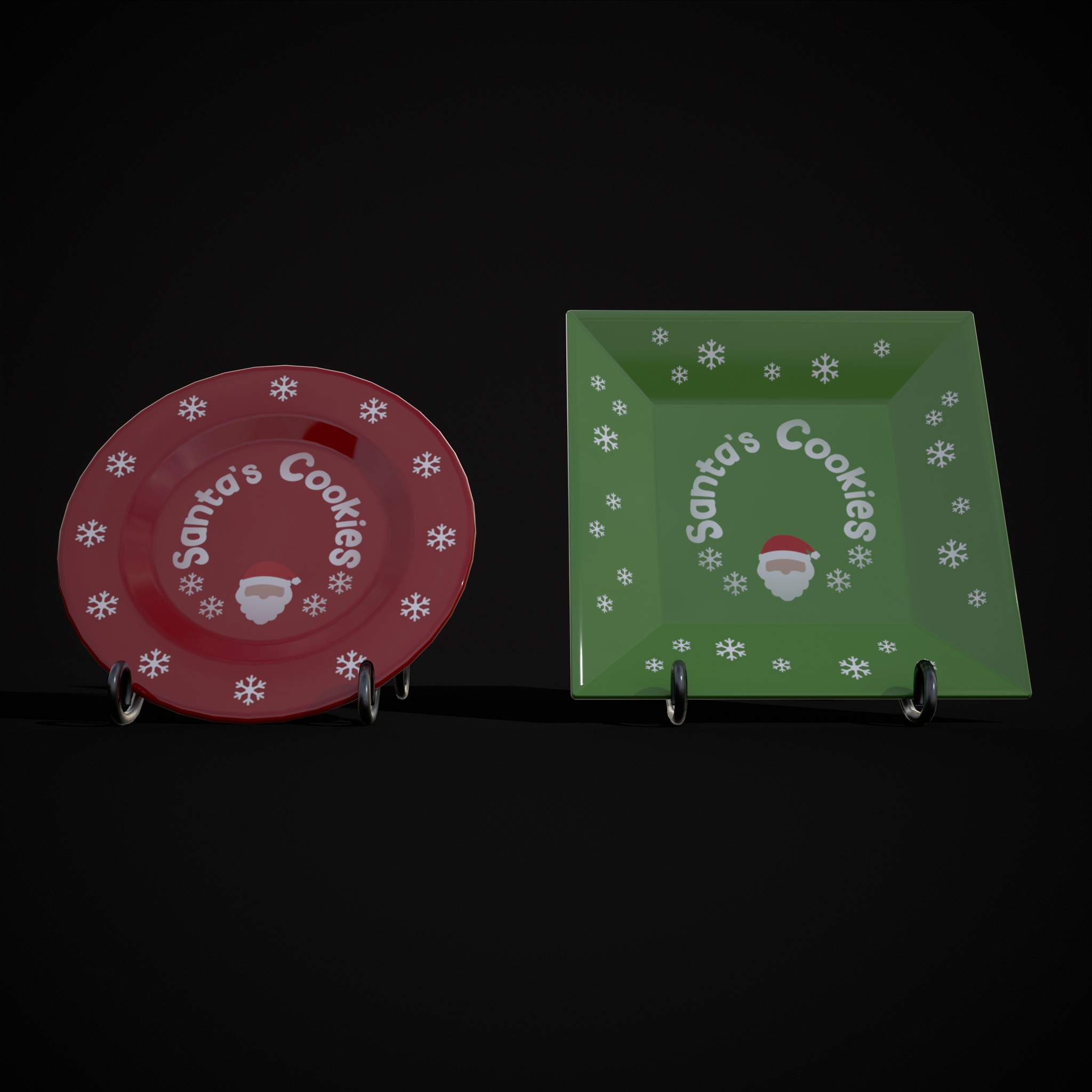 Green and Red Christmas Plate 3D Model by Get Dead Entertainment