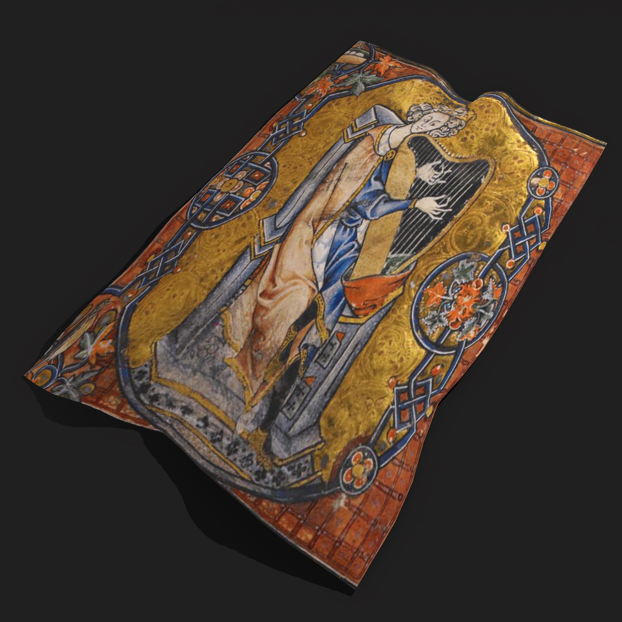 King David Playing Harp Tapestry 3D Model by Get Dead Entertainment