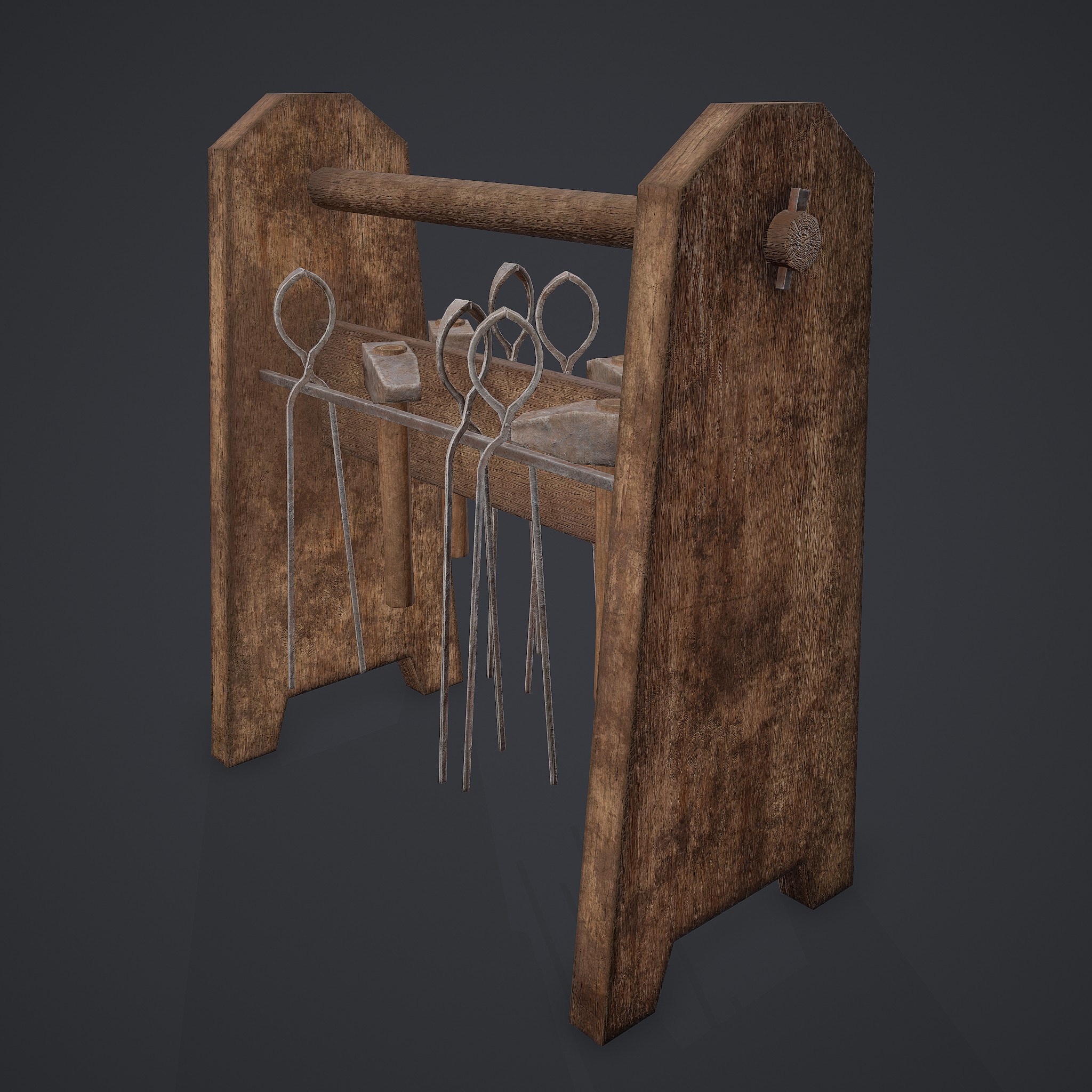Midieval Tool Rack Medieval Blacksmith Tools Rack - 3D Model by Get Dead Entertainment