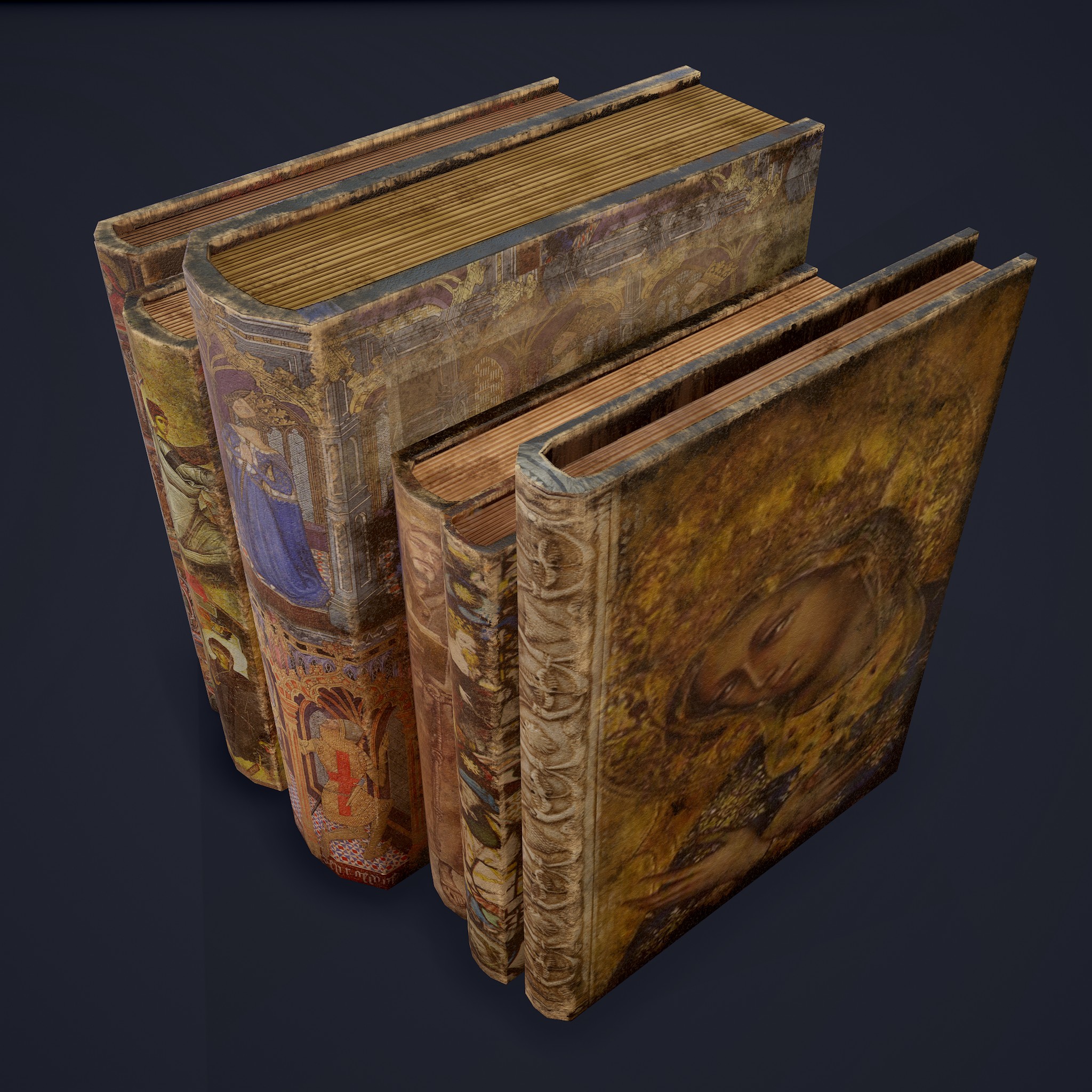 Medieval Books Row 3 Design 2 - 3D Model by Get Dead Entertainment