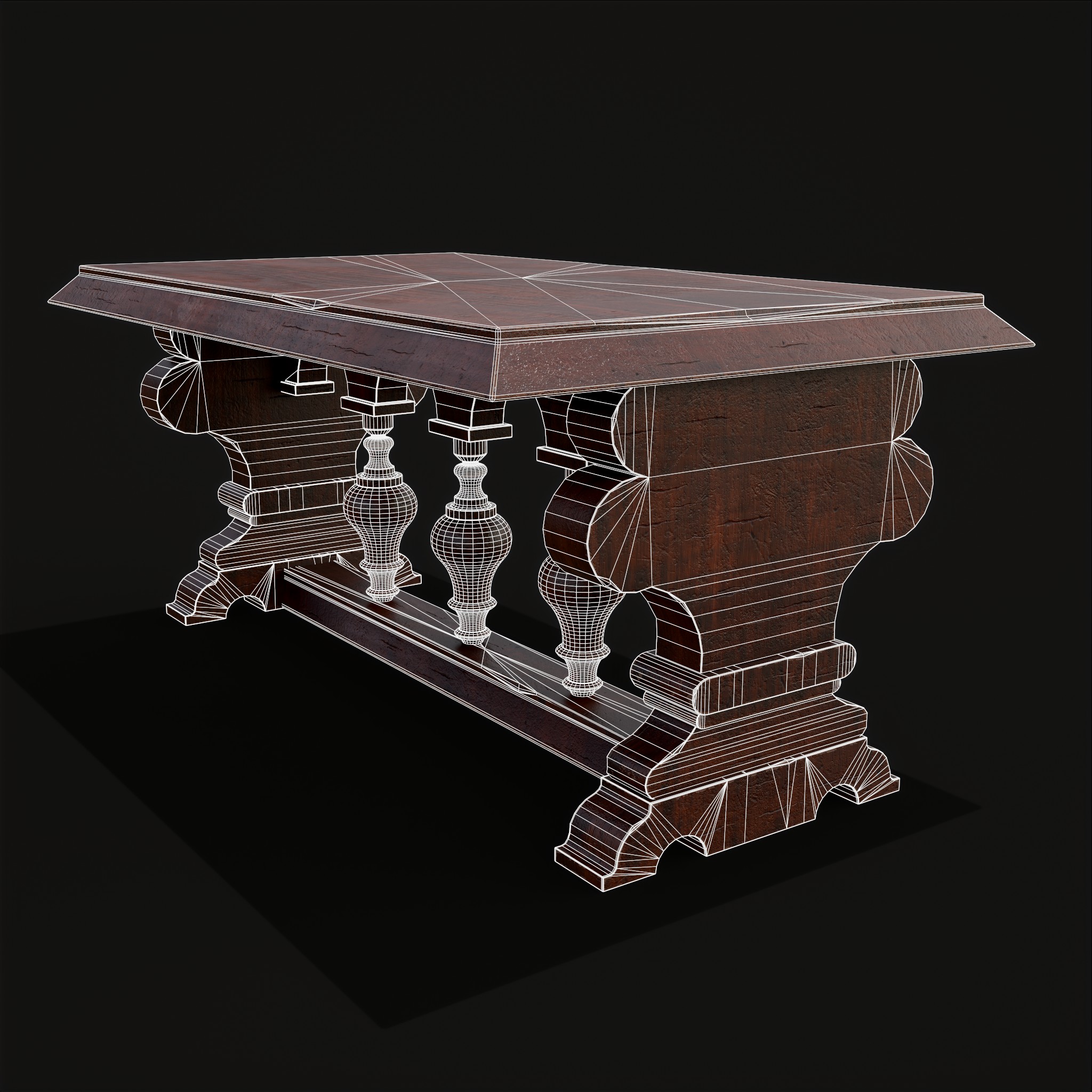 Medieval Elegant Rectangle Table 3D Model by Get Dead Entertainment