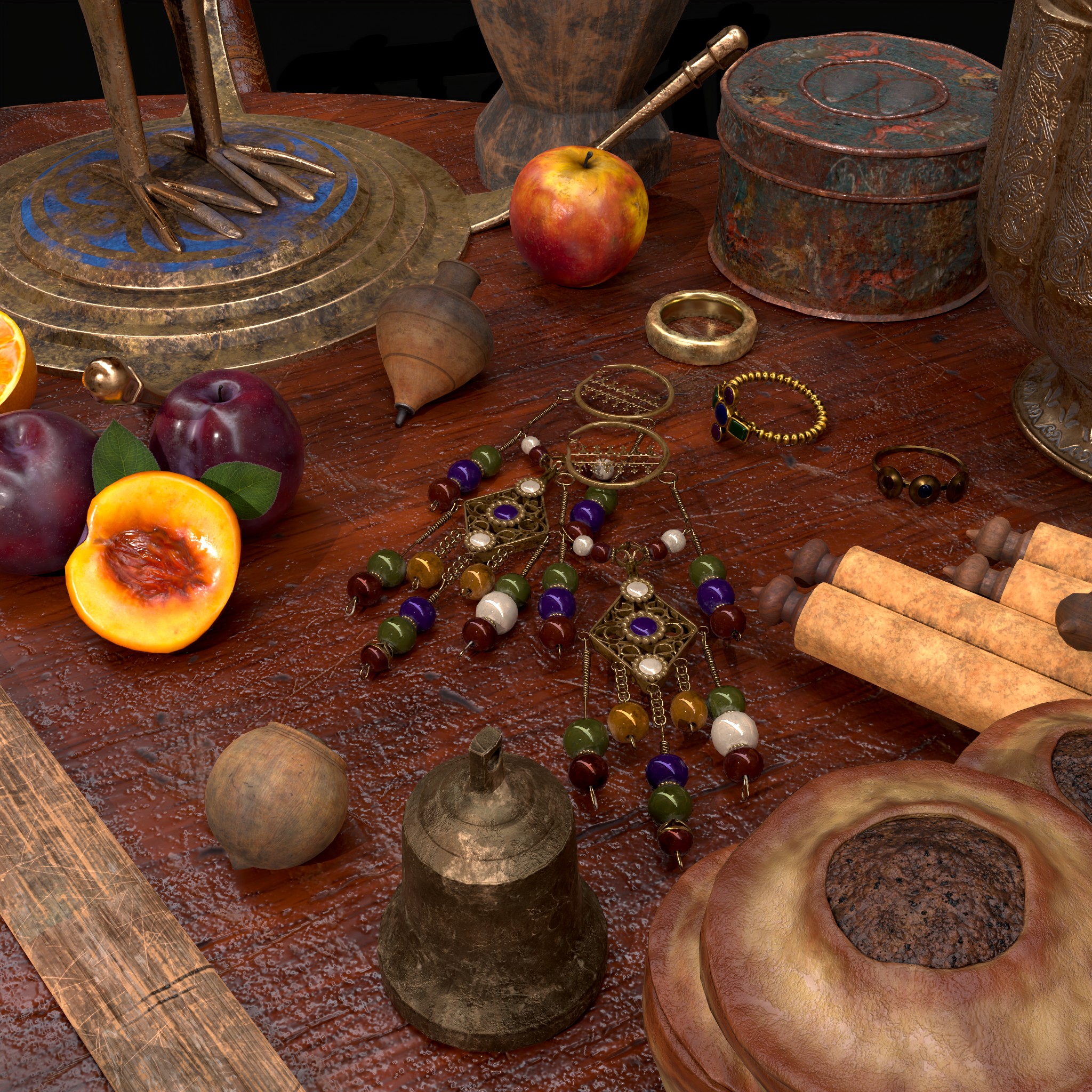 Medieval Props Messy Table Scene - 3D Model by Get Dead Entertainment