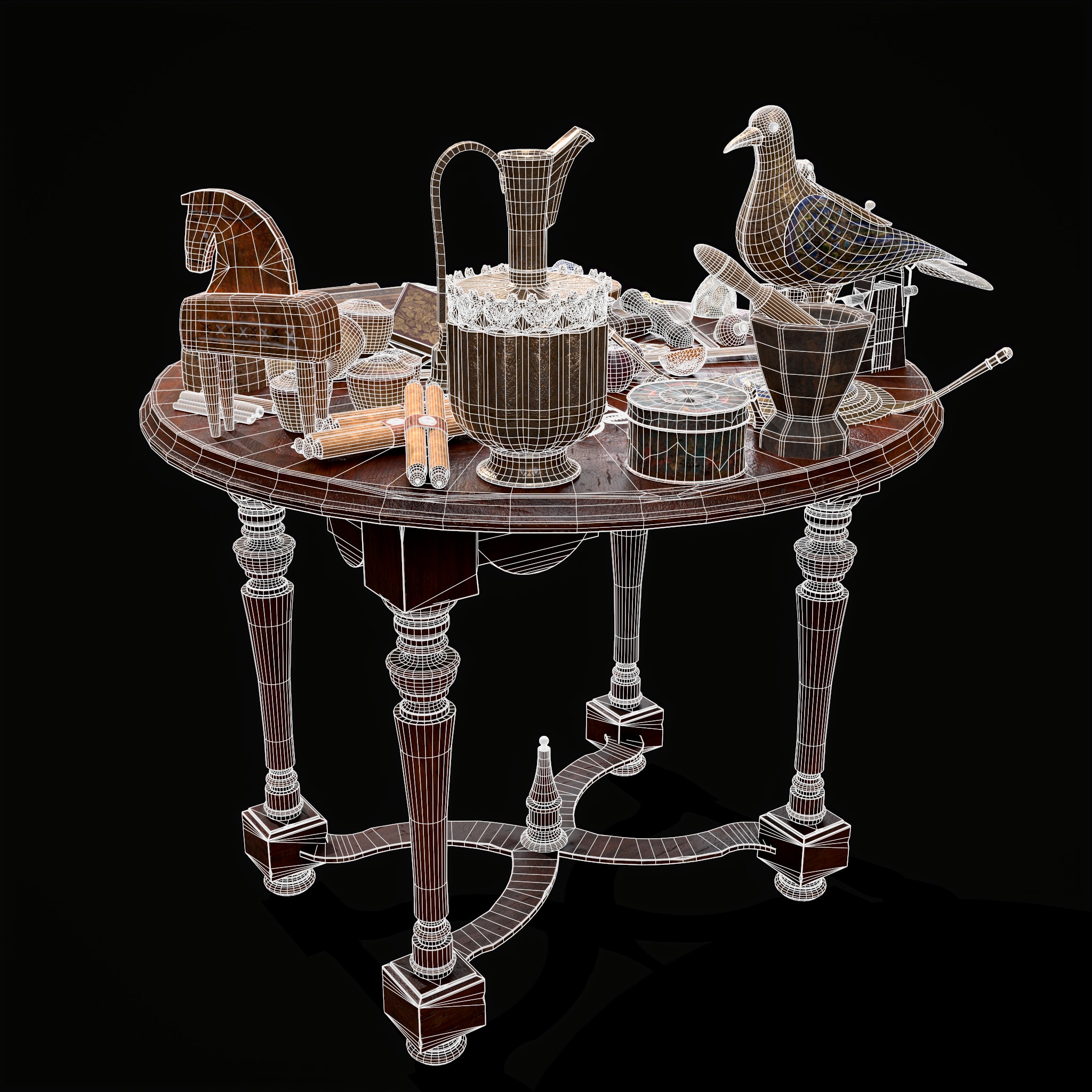 Medieval Props Messy Table Scene - 3D Model by Get Dead Entertainment