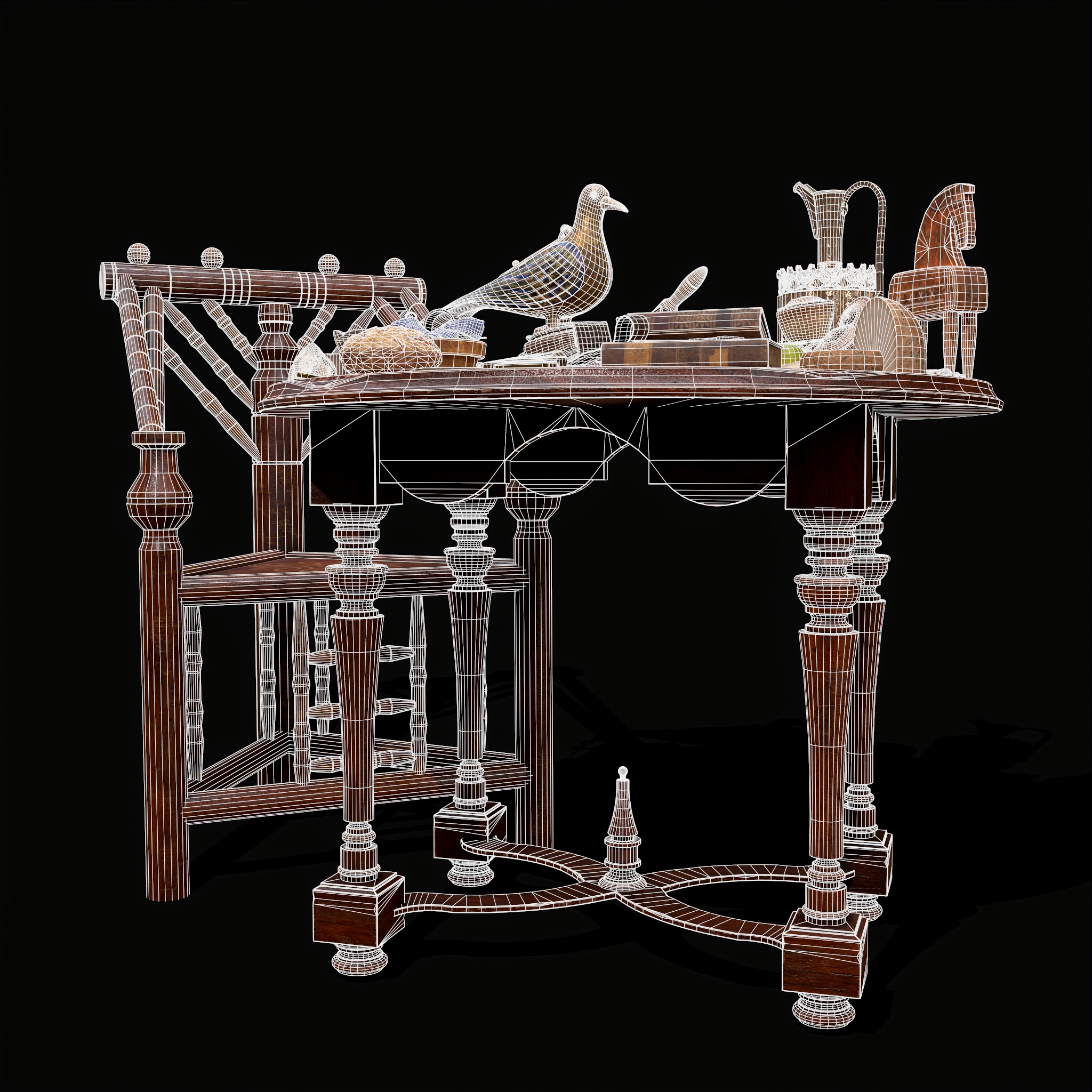 Medieval Props Messy Table Scene - 3D Model by Get Dead Entertainment