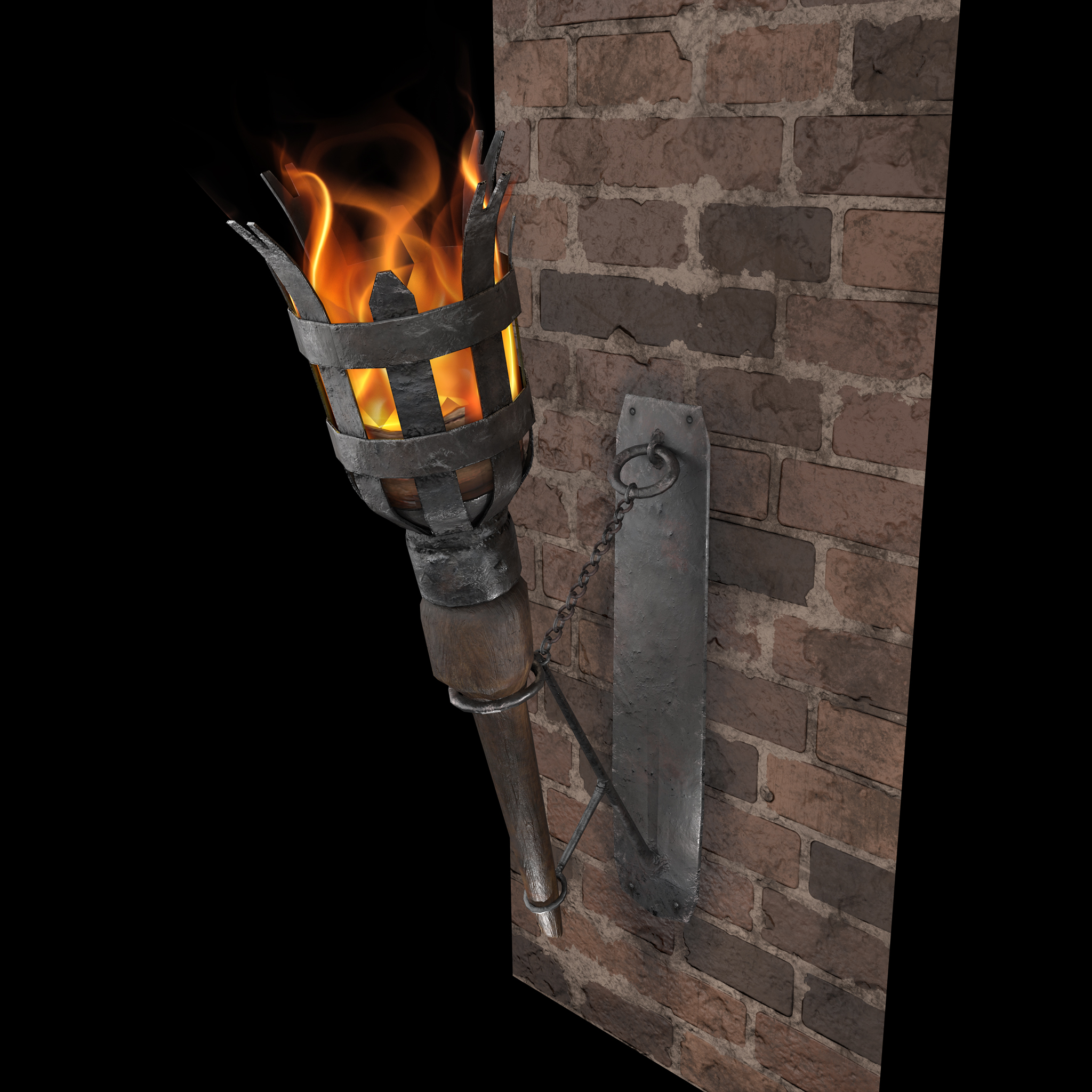 Medieval Wall Torch 3D Model by Get Dead Entertainment