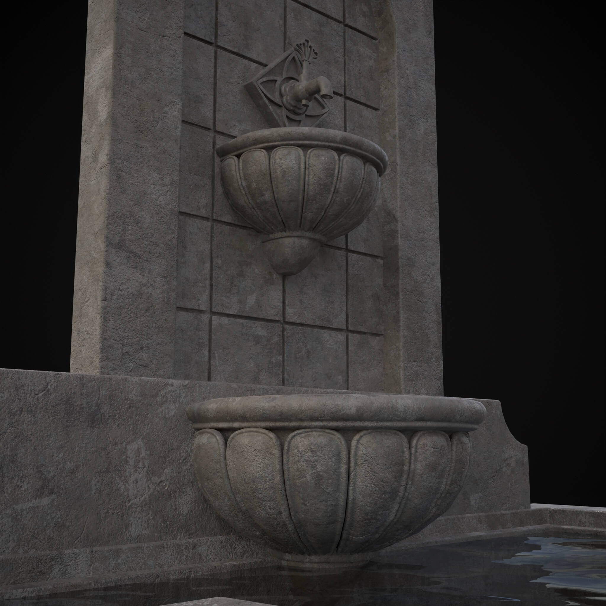 Multi Level Wall Fountain - 3D Model by Get Dead Entertainment