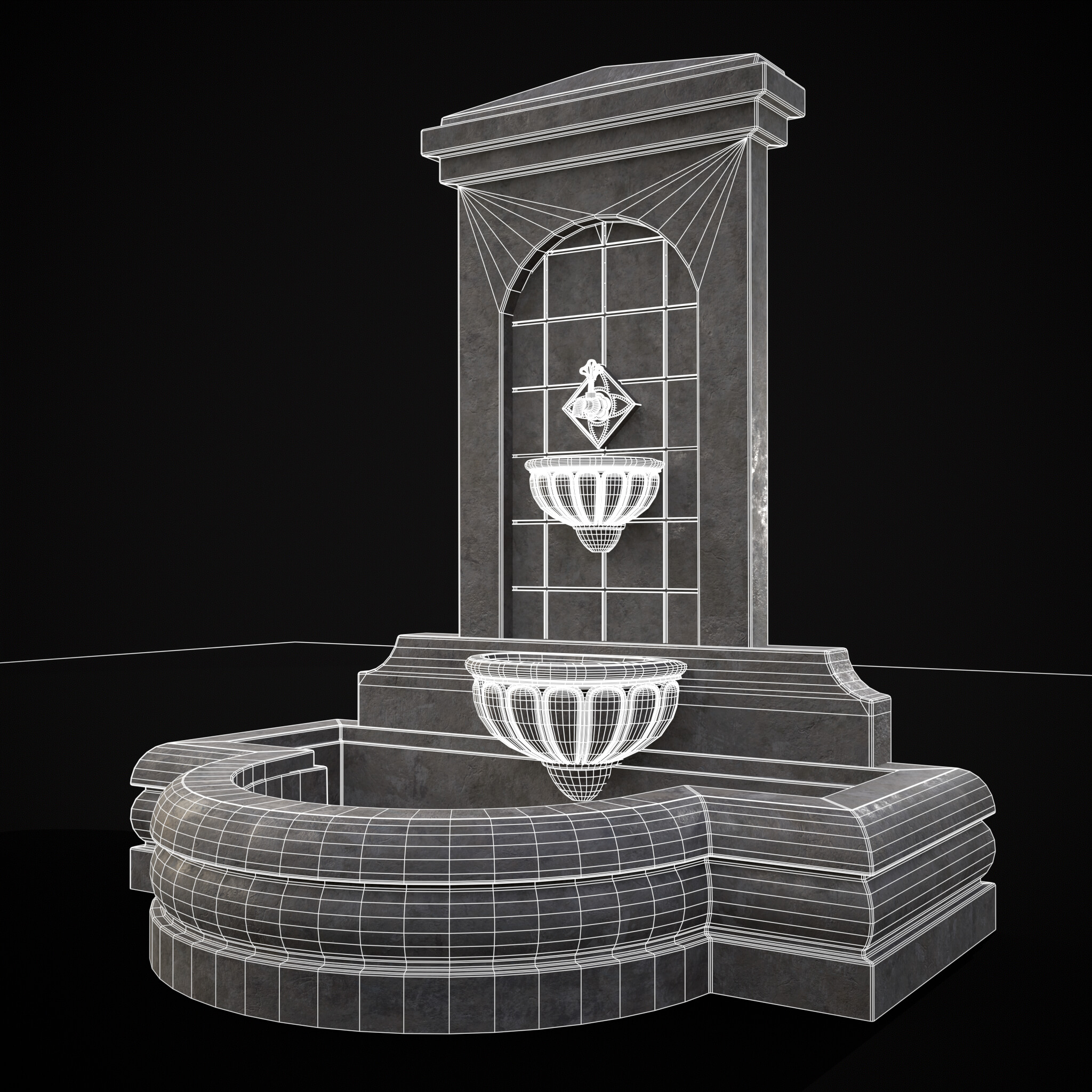 Multi Level Wall Fountain - 3D Model by Get Dead Entertainment