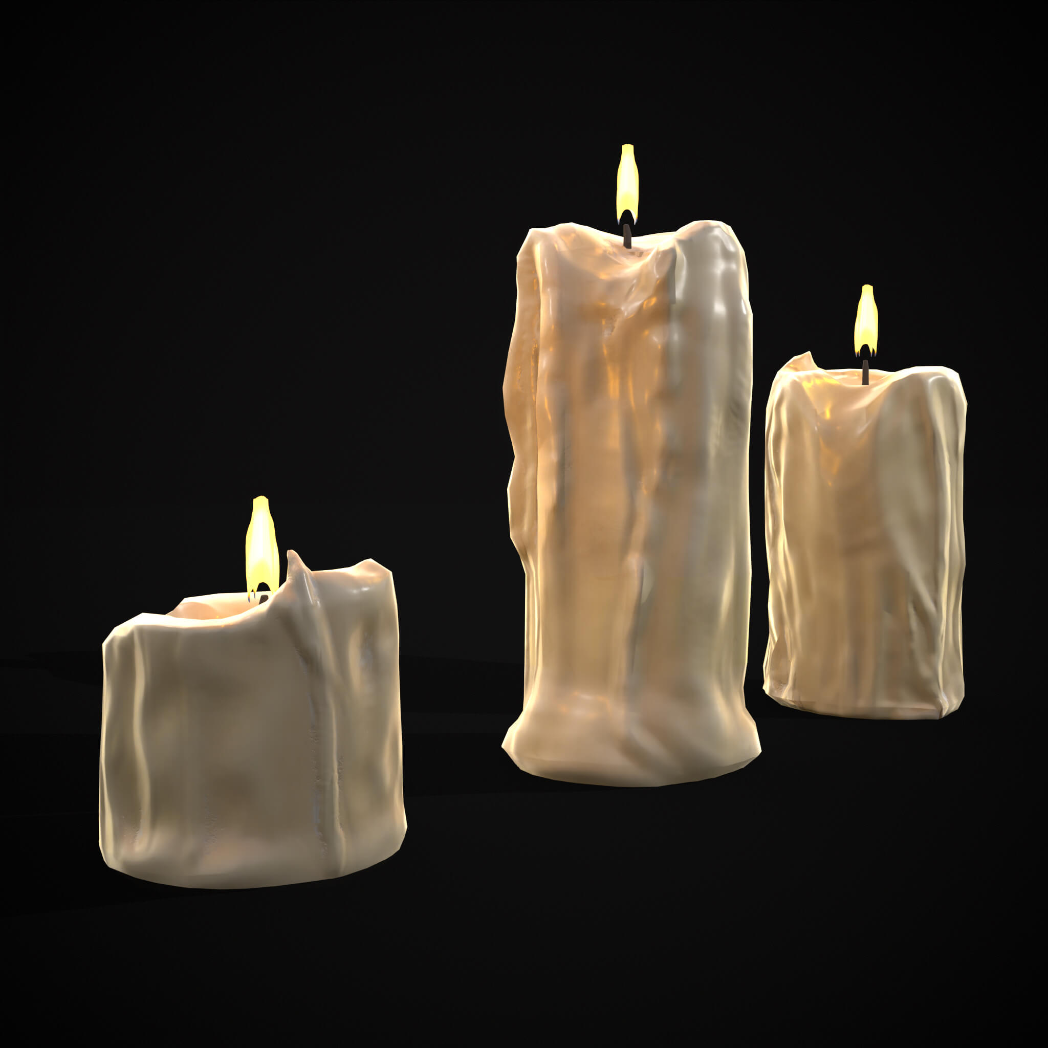 Old Melted Candles 3D Model by Get Dead Entertainment