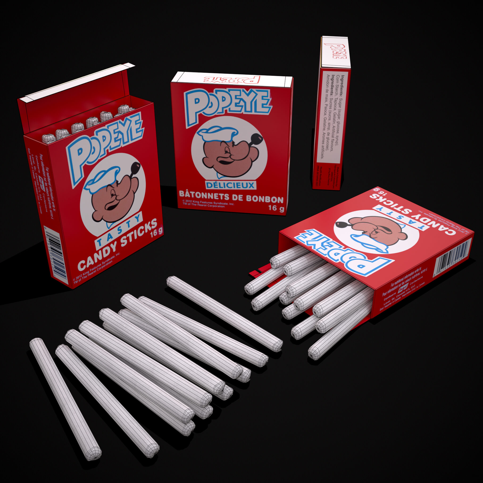 Popeye Candy Sticks 3D Model by Get Dead Entertainment