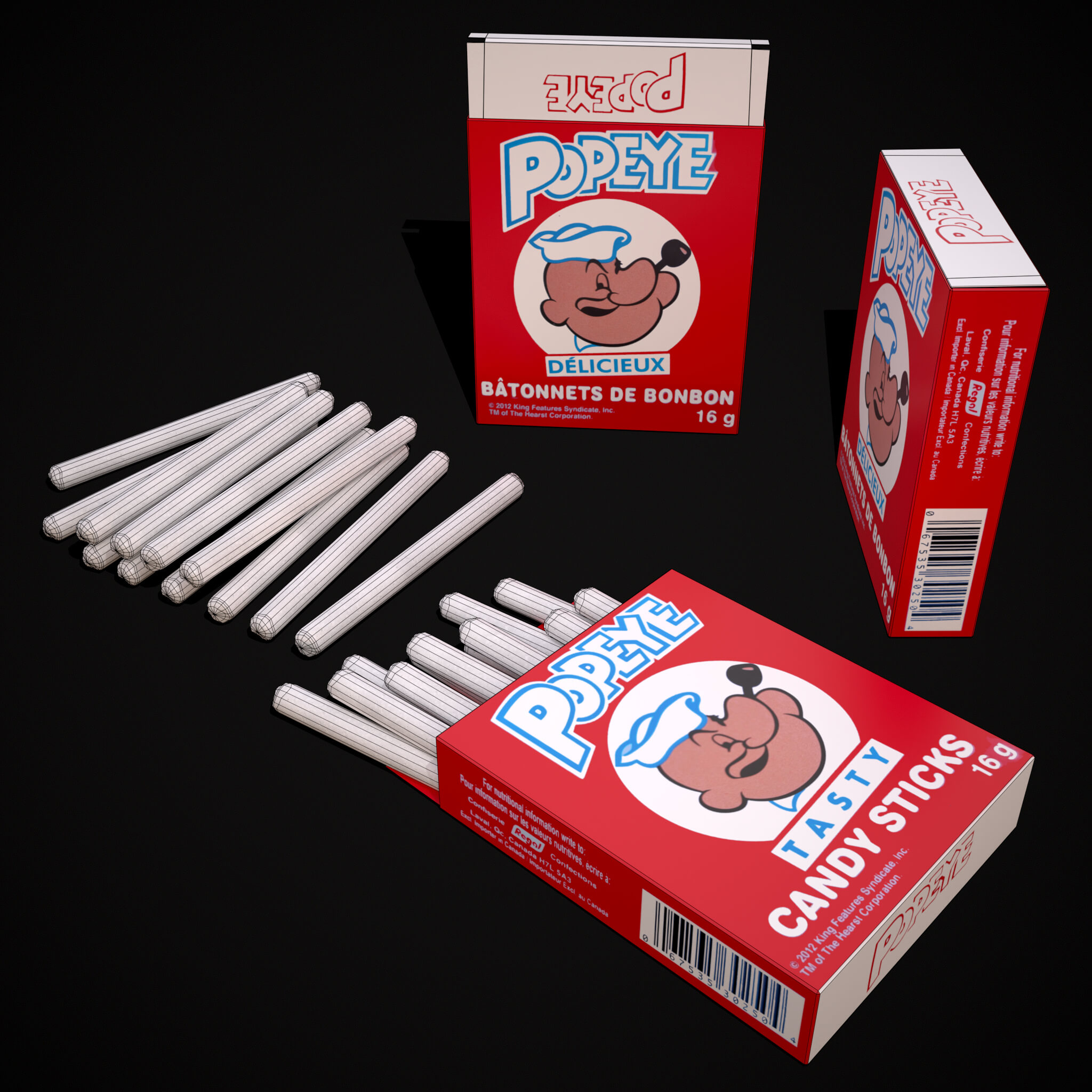 Popeye Candy Sticks 3D Model by Get Dead Entertainment
